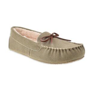 Secret Treasures Size 11 Slippers Genuine Suede Moccasin Plush Lining Bow Accent